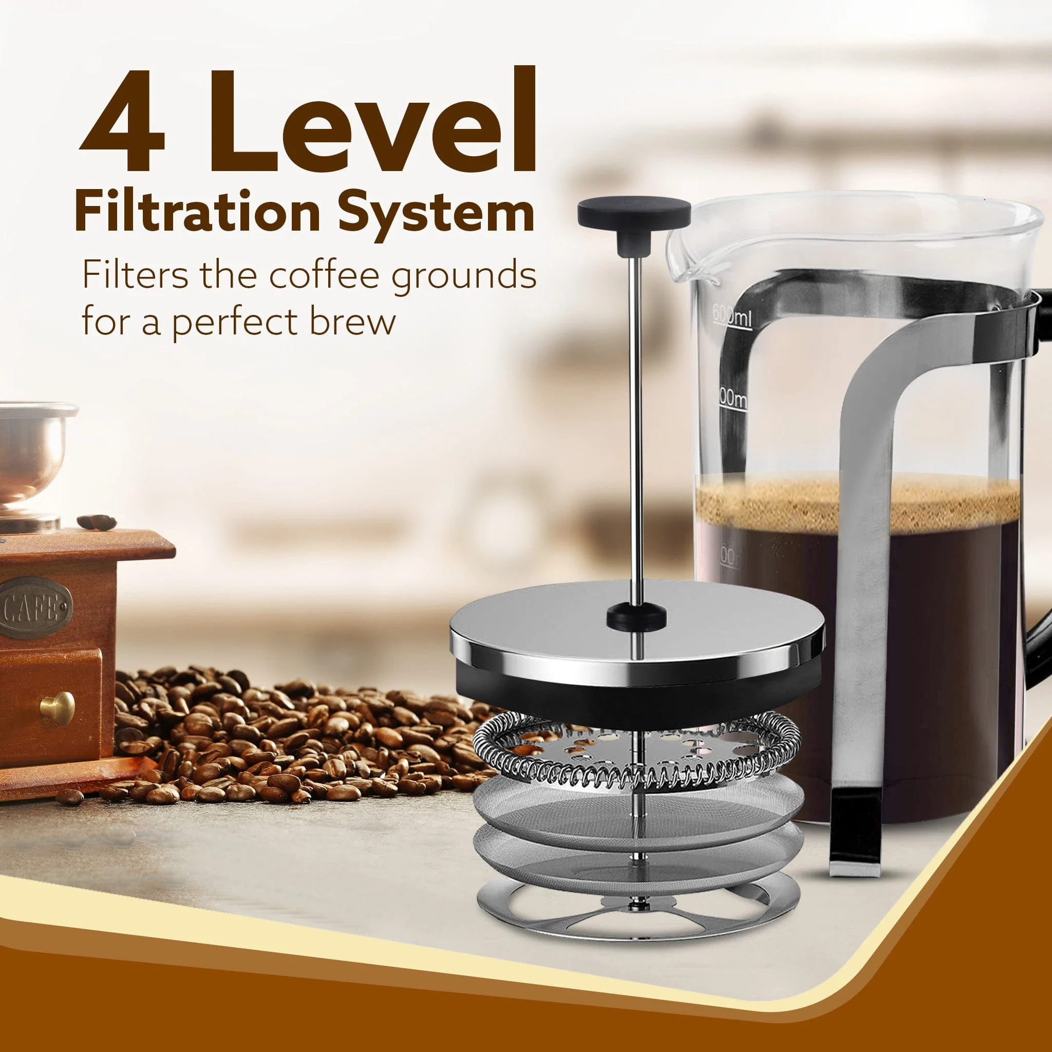 Classic French Press Coffee And Tea Maker, 600Ml - Image 5