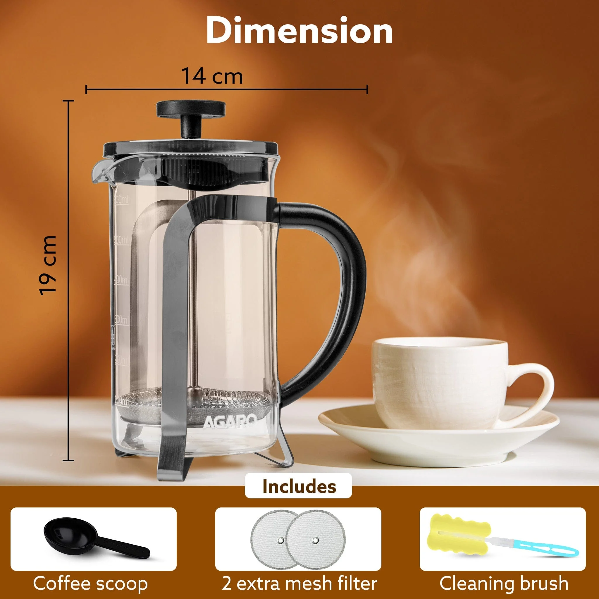Classic French Press Coffee And Tea Maker, 600Ml - Image 7