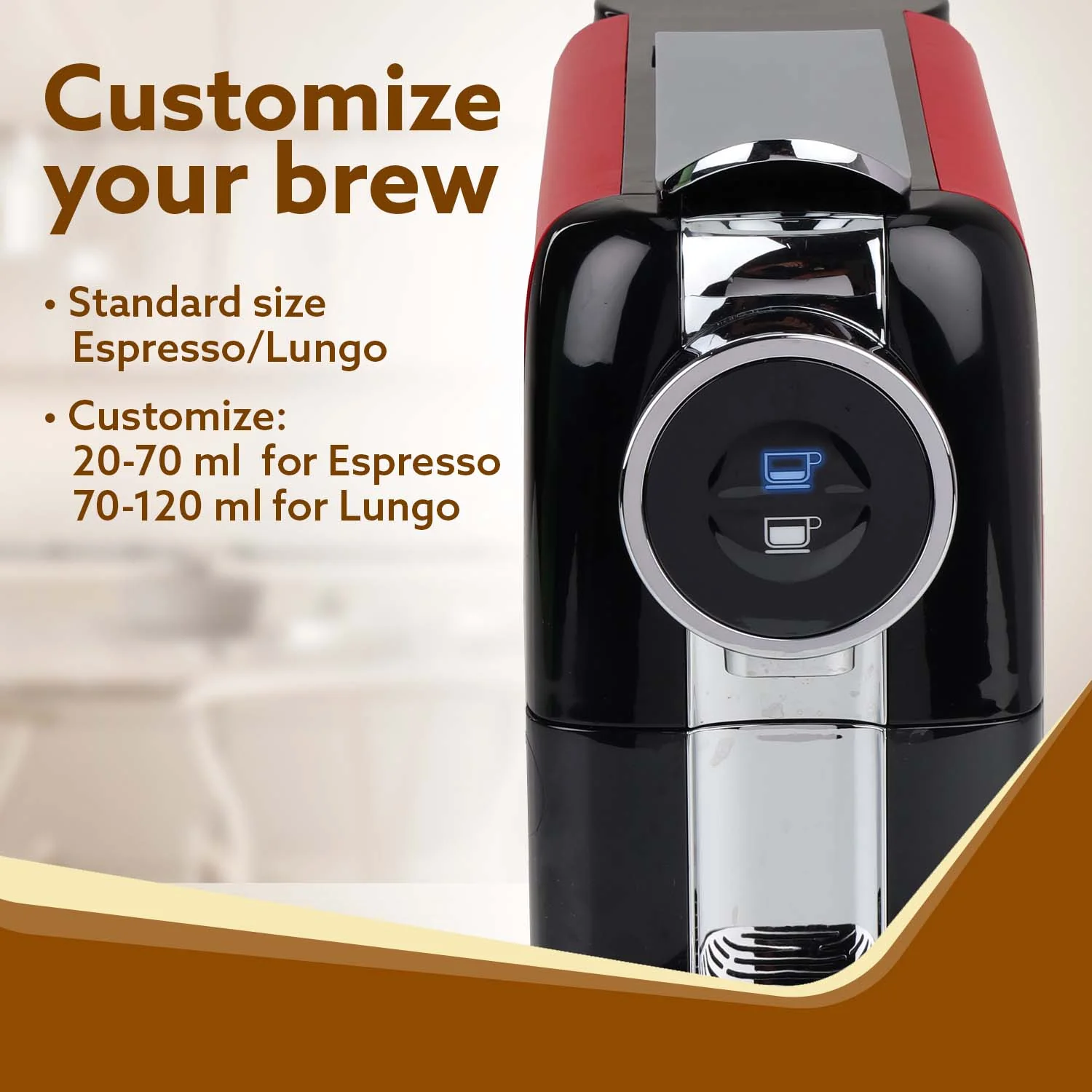 Galaxy Espresso Coffee Maker Single Serve Coffee Maker, Powerful 20 Bar Pressure, 650ml Water Tank, Automatic Temperature Control, Custom Brewing Volume, Anti Drip, Metal Body, Red - Image 5