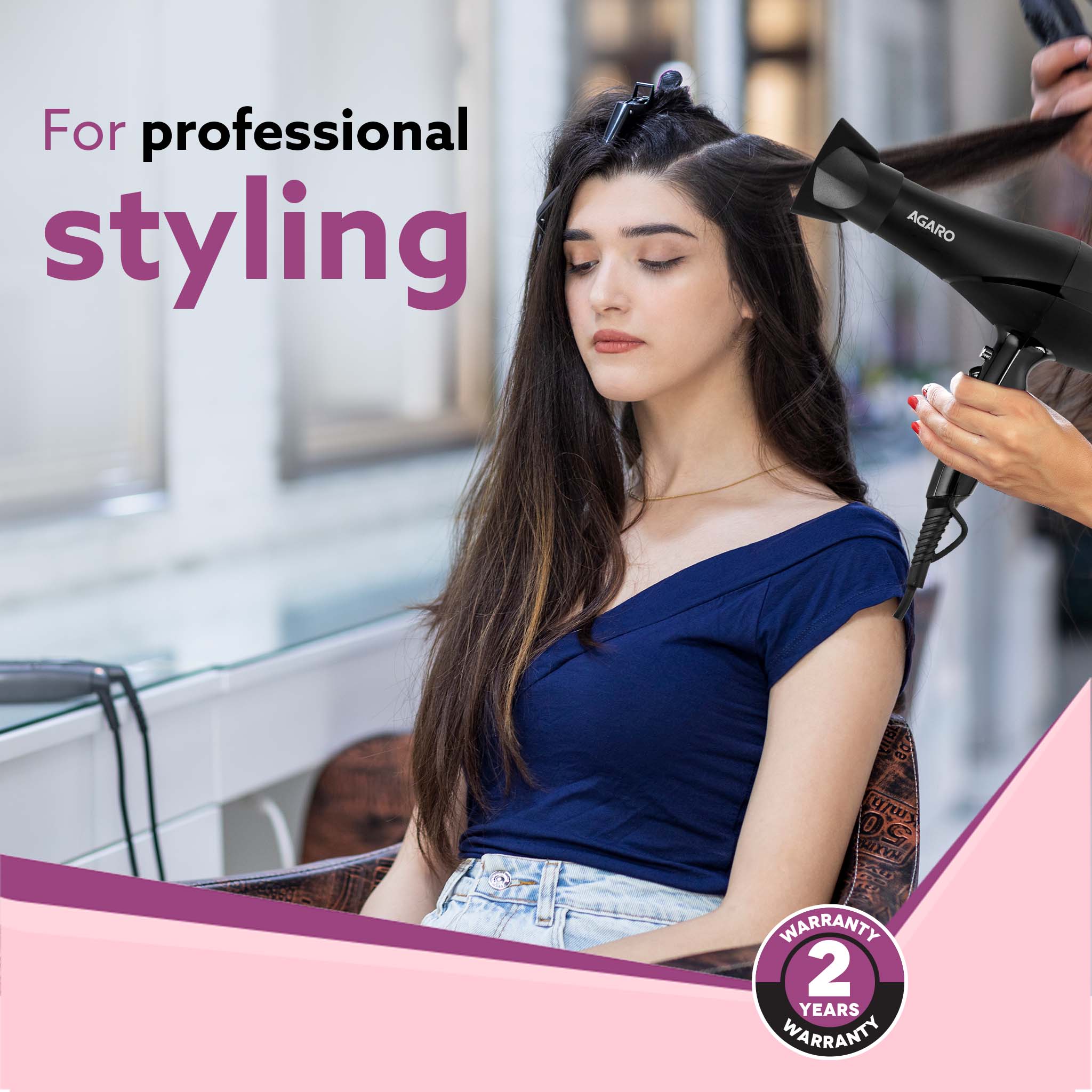 HD-1120 2000 Watts Professional Hair Dryer with AC Copper Motor, Concentrator, Diffuser, Comb, Hot & Cold Air, 2 Speed 3 Temperature Settings with Cool Shot, For both Men & Women, (Black) - Image 6