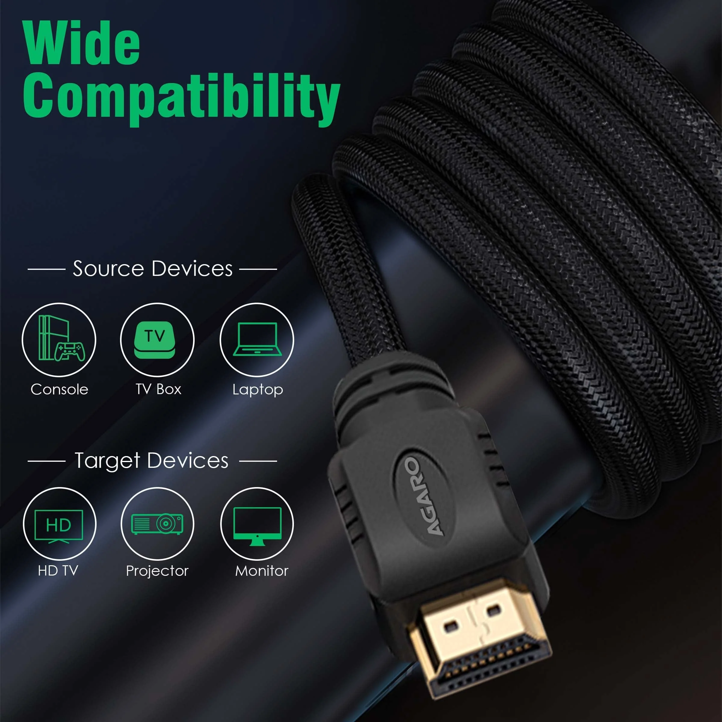 HDMI to HDMI Cable 10 Meters, HDMI 2.0, Premium High Speed, 18Gbps 4K@60Hz Support HDR, 3D, ARC, HDCP 2.2, Cotton Braided HDMI Cord for PS5/PS4/Xbox/Apple TV/Projector - Image 6