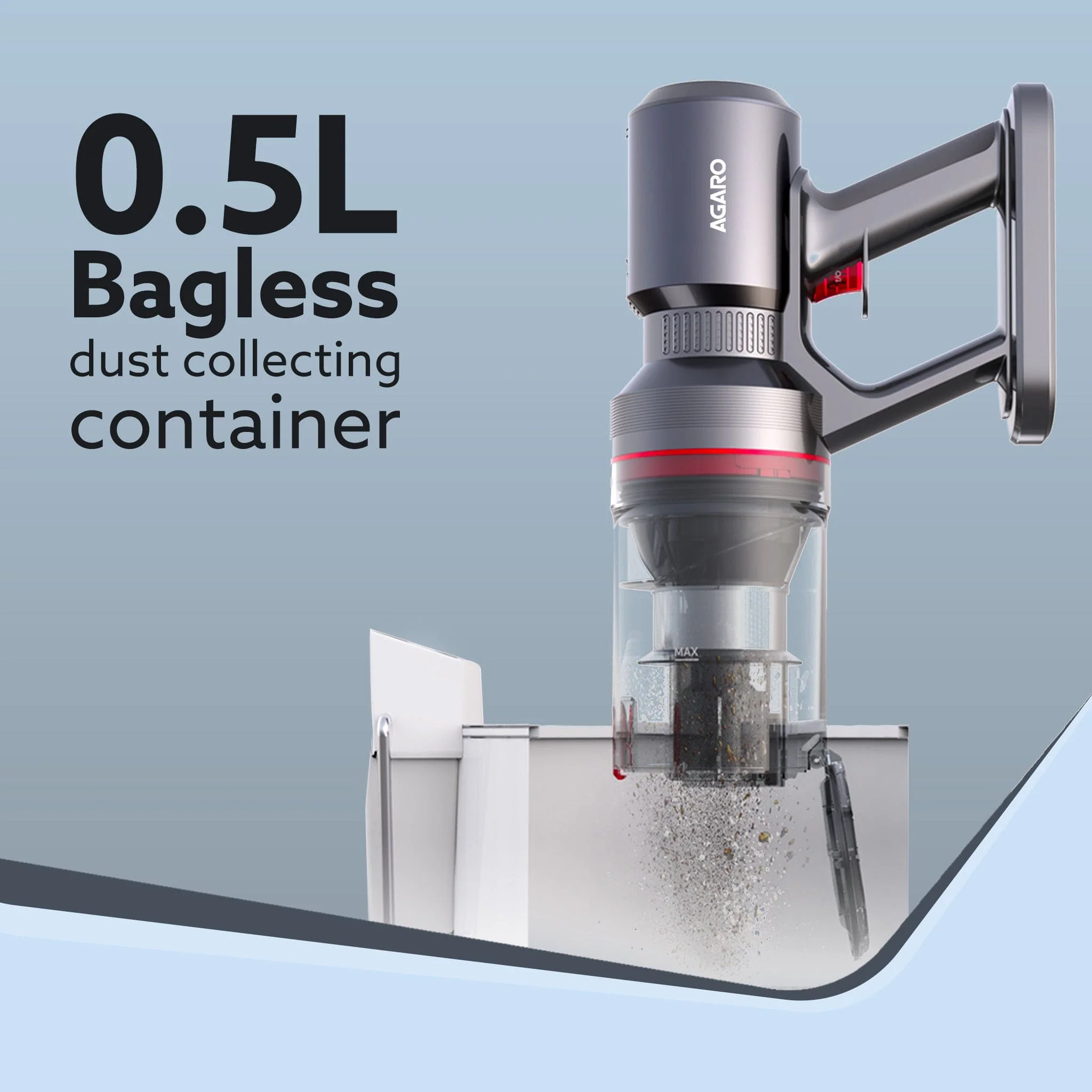 Imperial Cordless Stick Vacuum Cleaner for Home, 2-in-1 Handheld & Stick, 500W Grey & Red - Image 5
