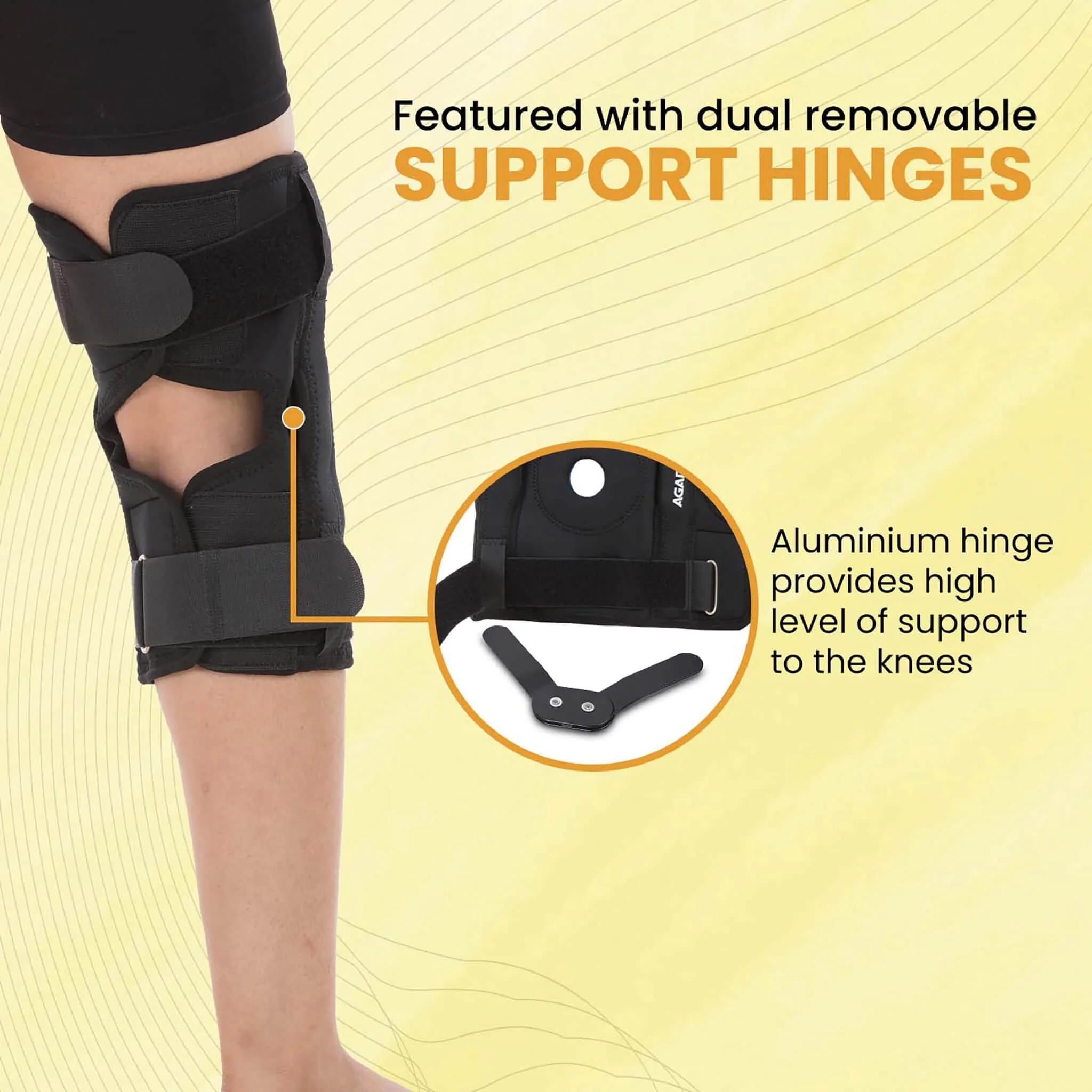 Knee Wrap Hinged With Open Patella, Rigid Biaxial Hinge, Neoprene Layer For Pain Relief,  Braces Walking, Workout And Sports, XXL, Black - Image 3