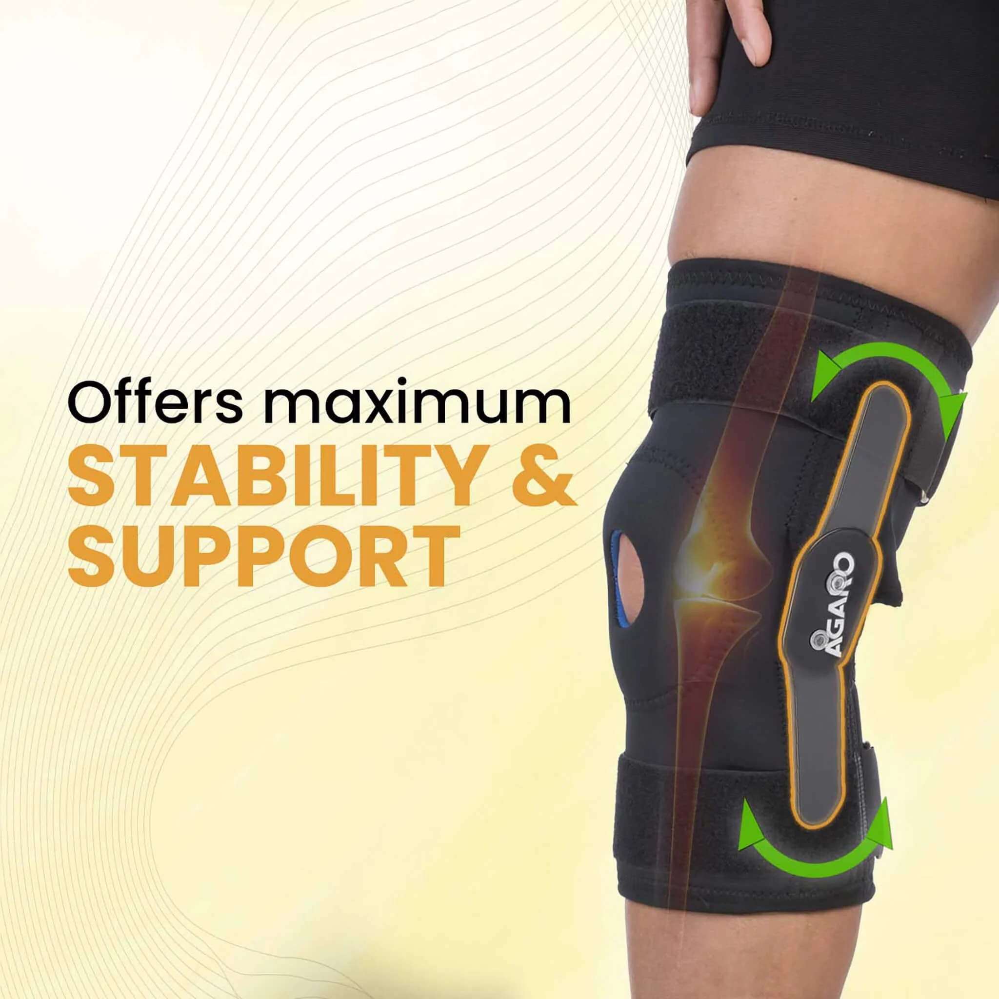 Knee Wrap Hinged With Open Patella, Rigid Biaxial Hinge, Neoprene Layer For Pain Relief,  Braces Walking, Workout And Sports, XXL, Black - Image 6