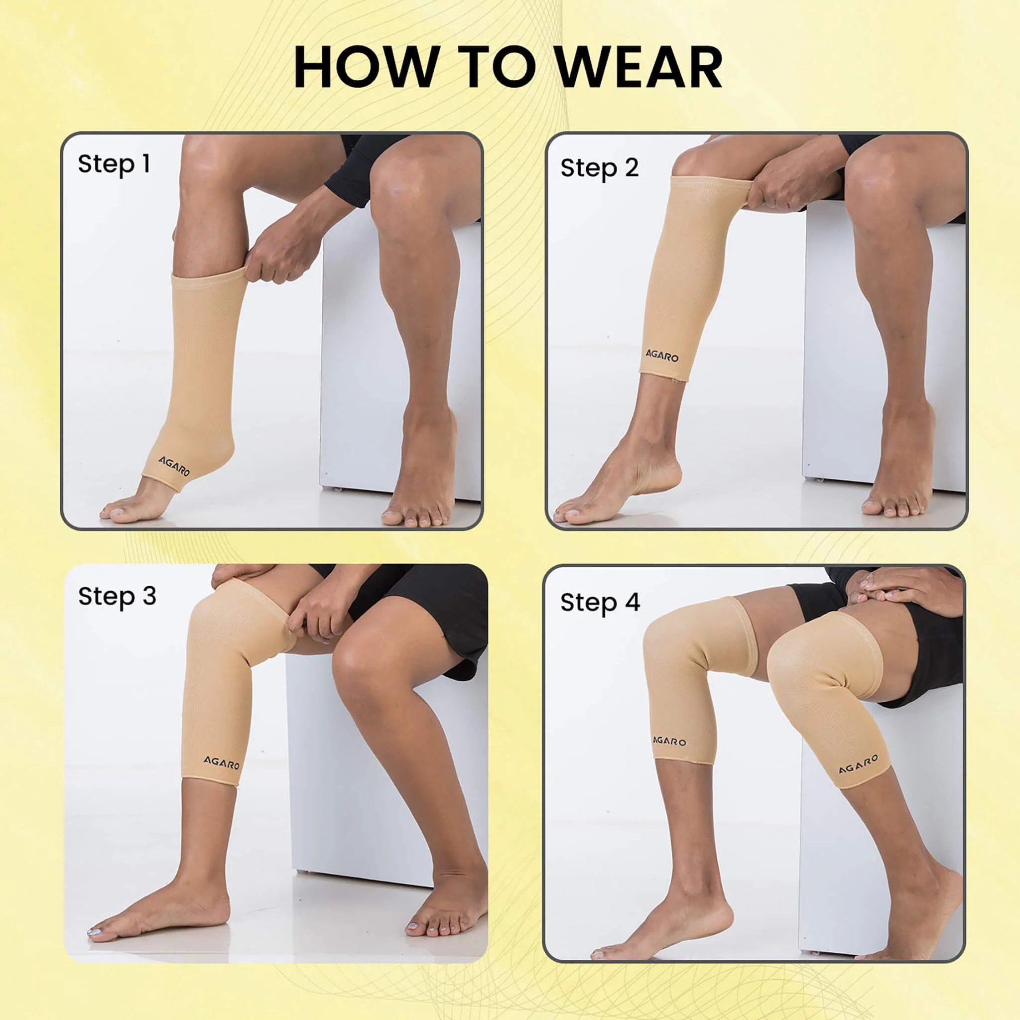 Tubular Stretchable Knee Cap, Breathable Fabric, Uniform Compression, Relieves Muscle Pain, Joint Pain, Injury Recovery, For Workout, Running, For Men And Women, Large , Beige, Pack of 2 - Image 3