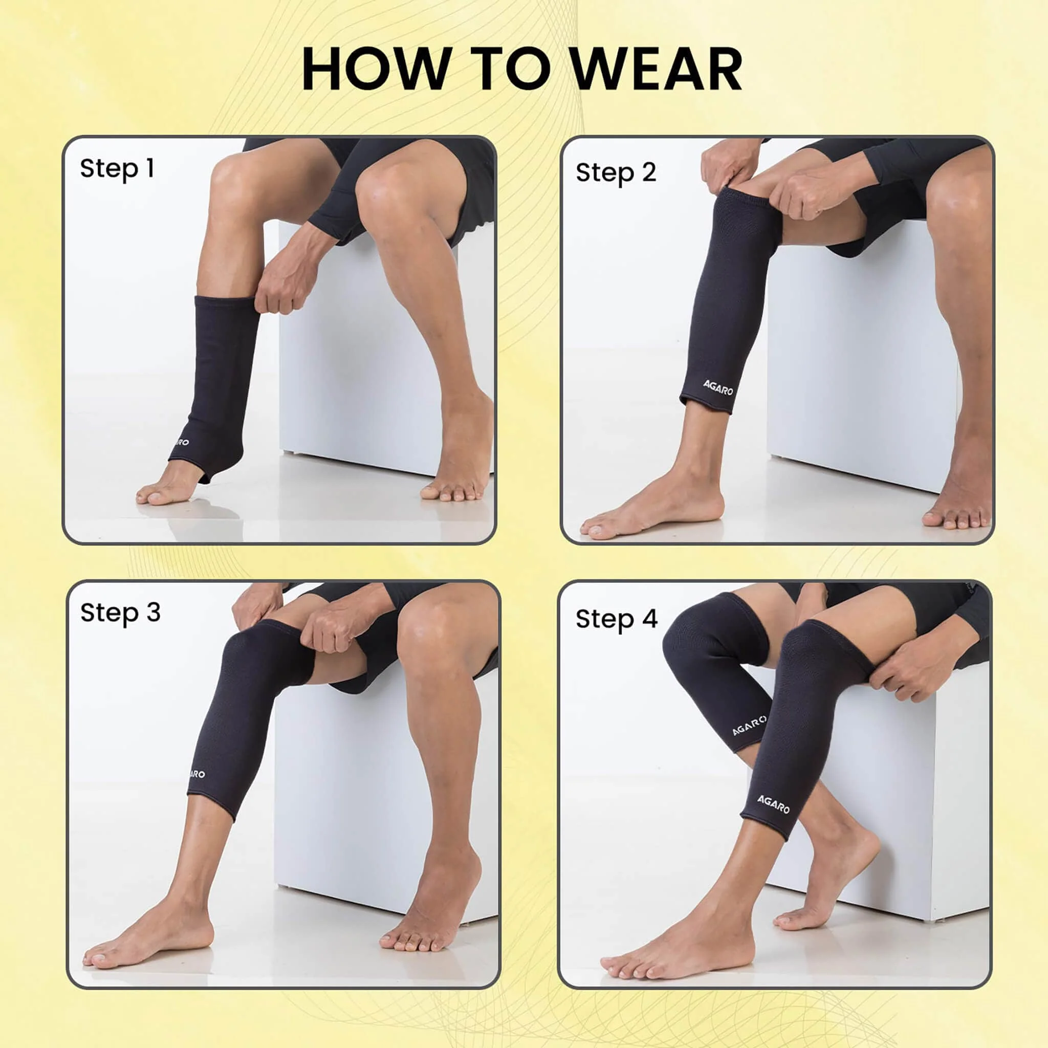 Tubular Stretchable Knee Cap, Breathable Fabric, Uniform Compression, Relieves Muscle Pain, Joint Pain, Injury Recovery, For Workout, Running, For Men And Women, Large, Black, Pack of 2 - Image 3