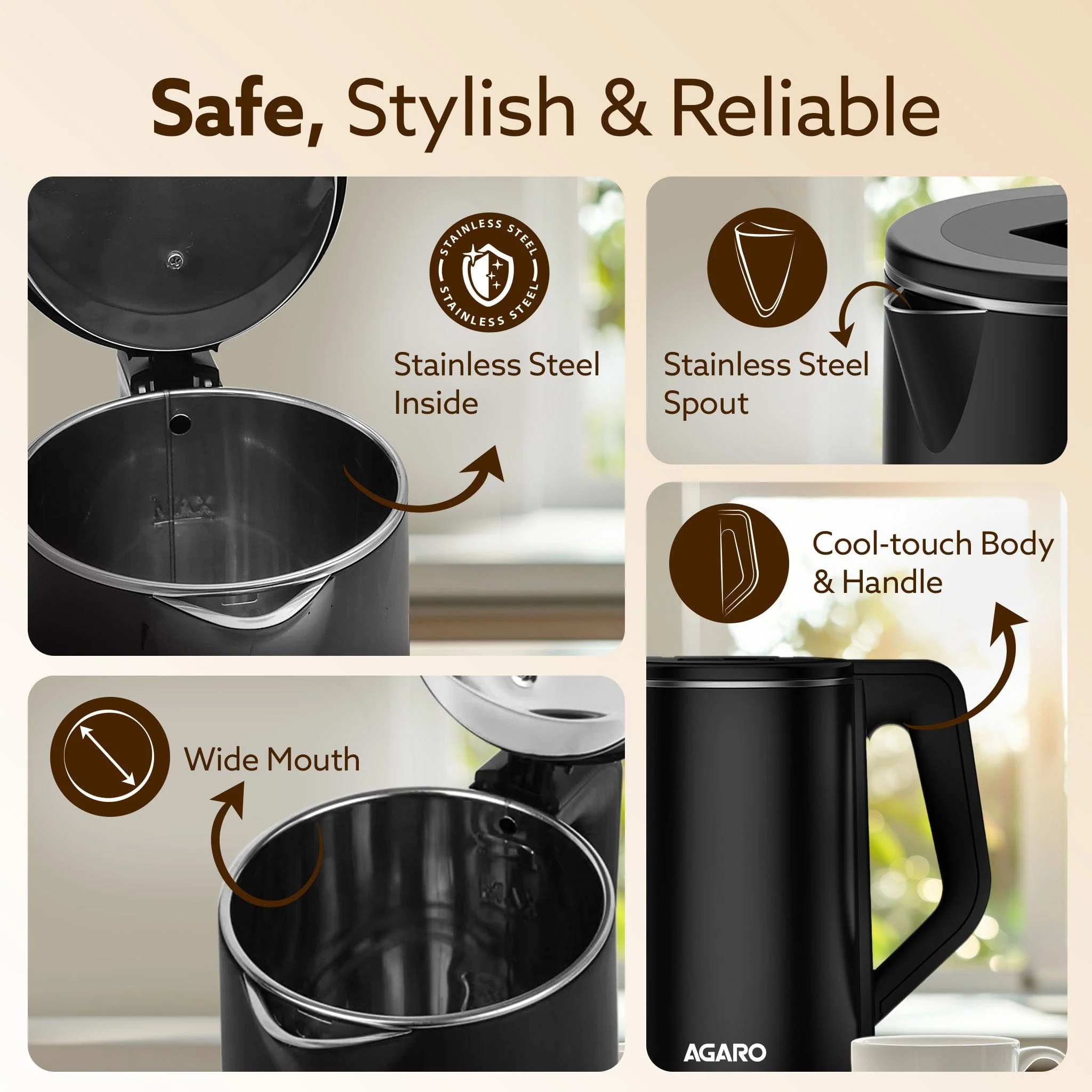 Elegant Electric Kettle - 1.8L - Black | Buy Electric Kettles Online in India at Best Price - Image 4