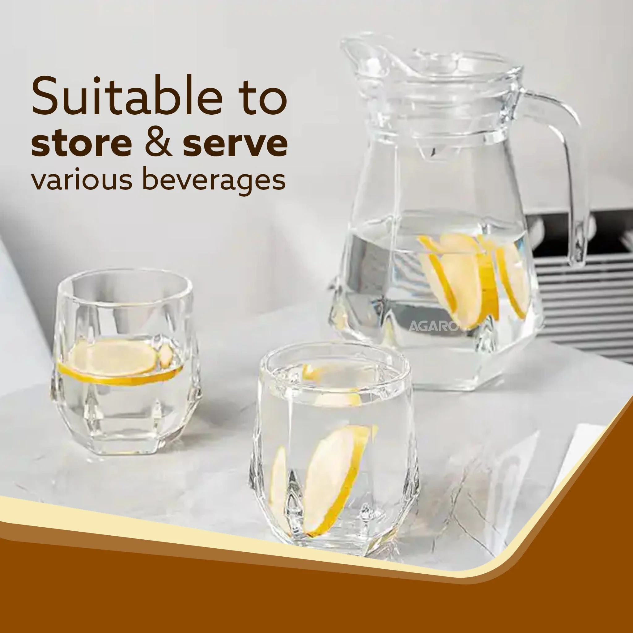 Elegant Glass Pitcher Jug 1.1L, Transparent Beverage Carafe for Home, Office, Pitcher for Serve Water, Milk, Juice, Beverage, Lassi, Cocktail - Image 2