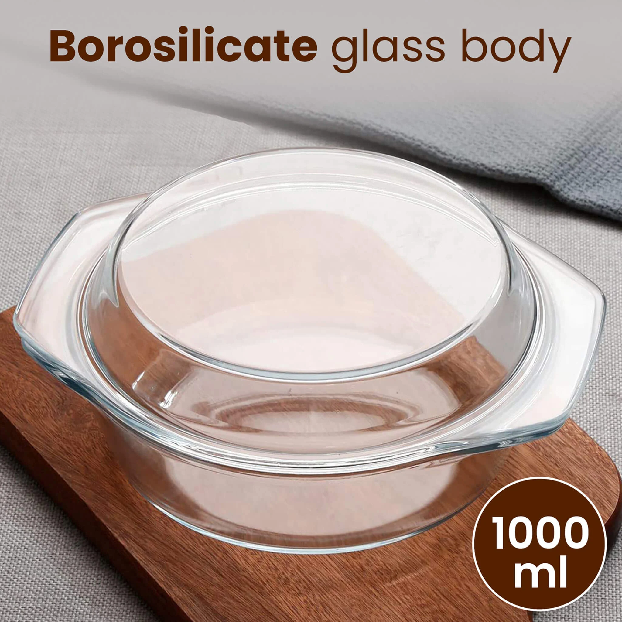 Elite Glass Casserole With Lid - 1000ml - Image 3