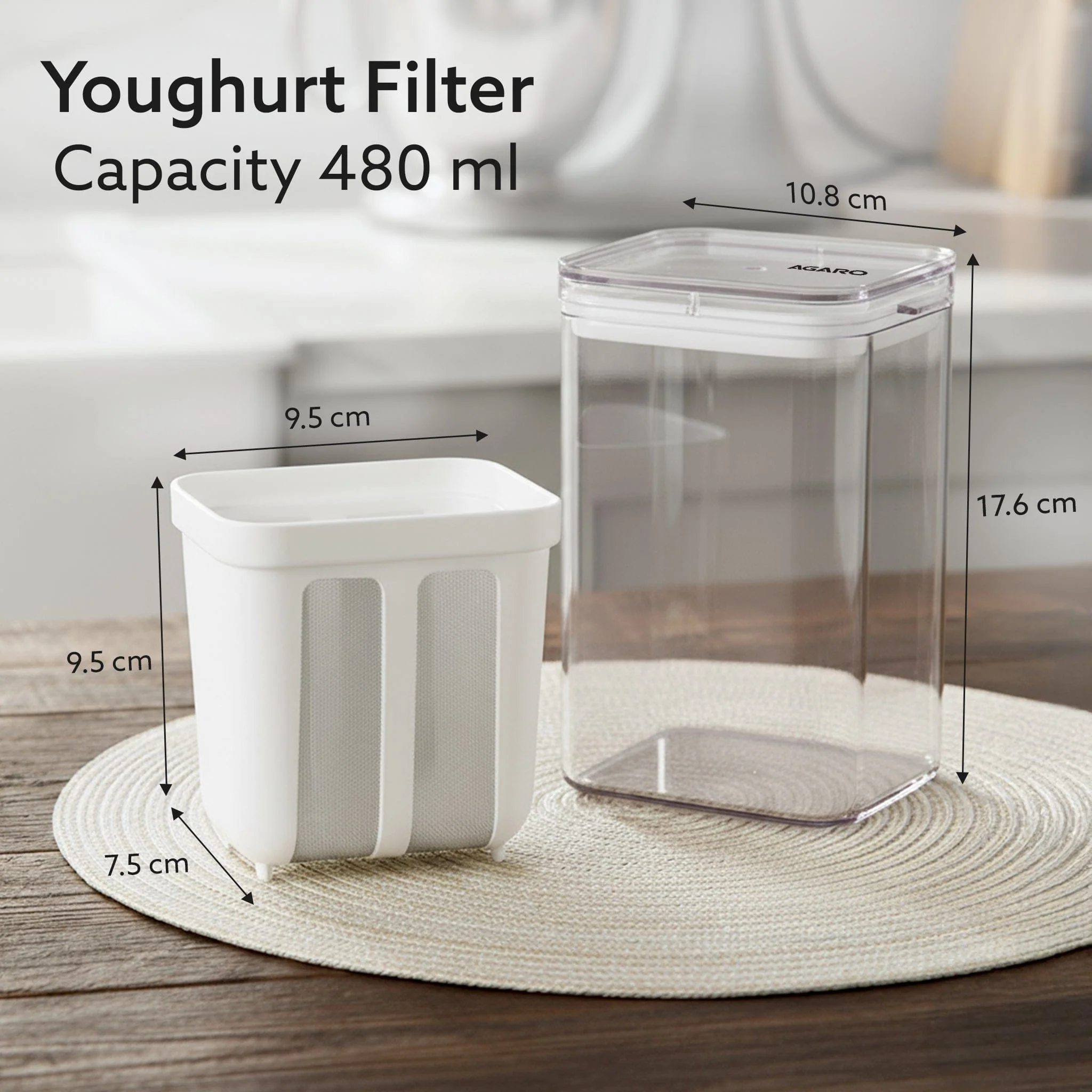 Greek Yogurt Maker & Curd Strainer | 1100ml BPA-Free Yogurt Strainer with Fine Mesh Filter | Whey Separator for Homemade Greek Yogurt, Curd, Cheese & Dairy - Image 4