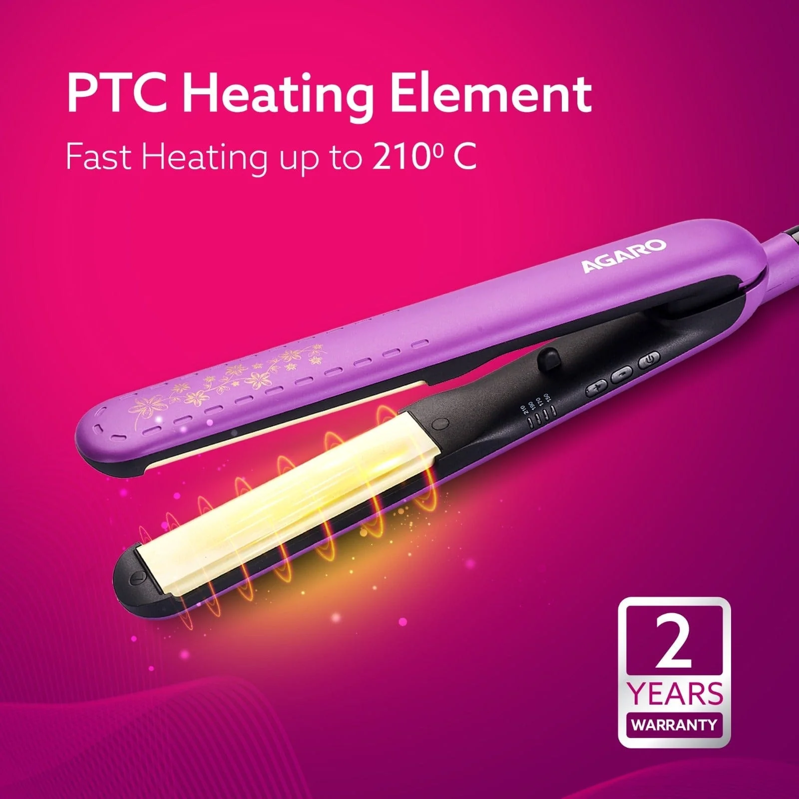 Hair Straightener, Keratin Infused Ceramic Coated Titanium Plates, Fast Heating, 4 Temperature Settings, Hair Straightening, Hair Styling For Women, Purple - Image 10