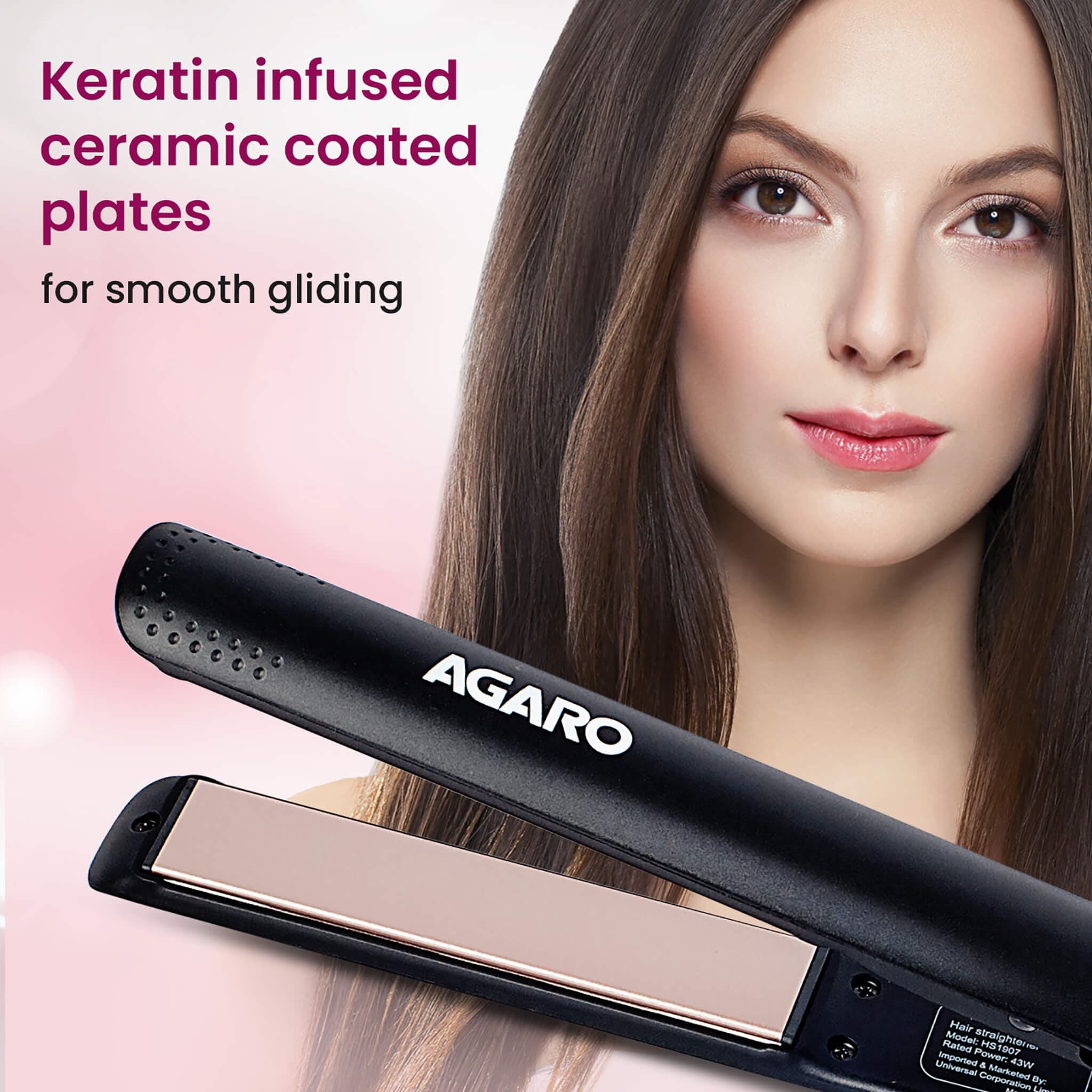 HS1907 Hair Straightner - Black - Image 3