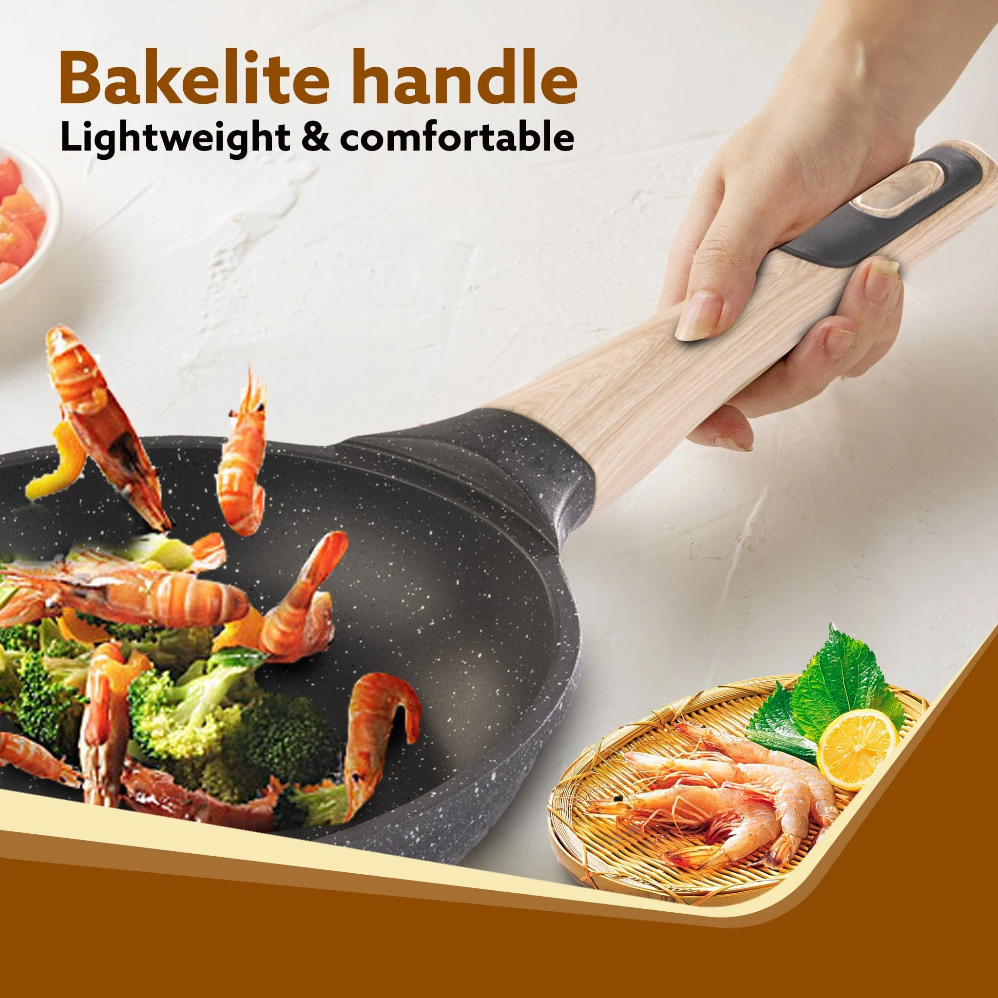 Imperial Granite Non Stick Fry Pan , 1.1L / 20cm, Cast Aluminium Body, Omlette Egg Pan, Fish Fry Pan, Gas & Induction Compatible, Dark Grey - Image 5