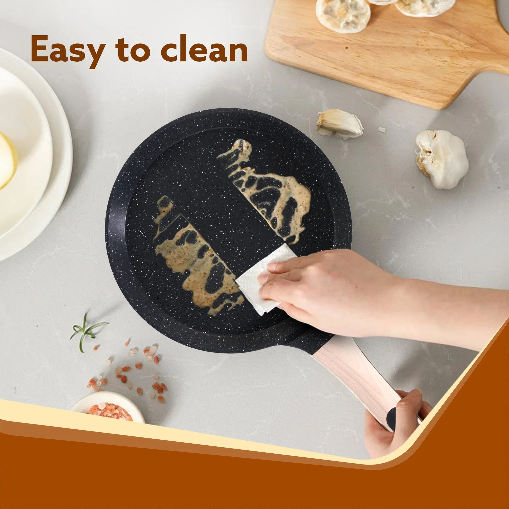 Imperial Granite Non Stick Tawa, 28 cm, Cast Aluminium Body, Tawa for Dosa/Paratha/Omlette, Gas & Induction Compatible - Image 3