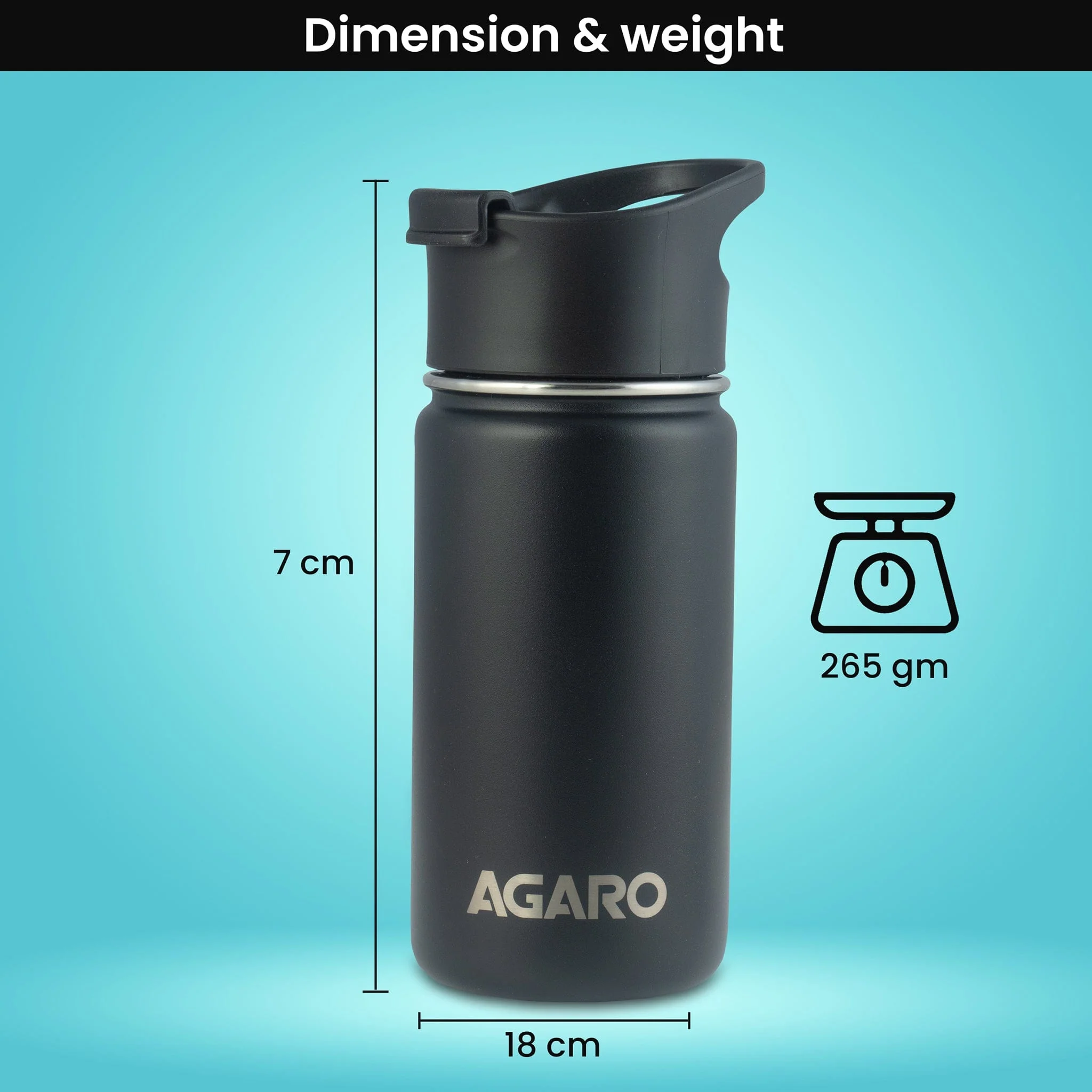 Imperial Vacuum Flask 420ml Black - Image 6