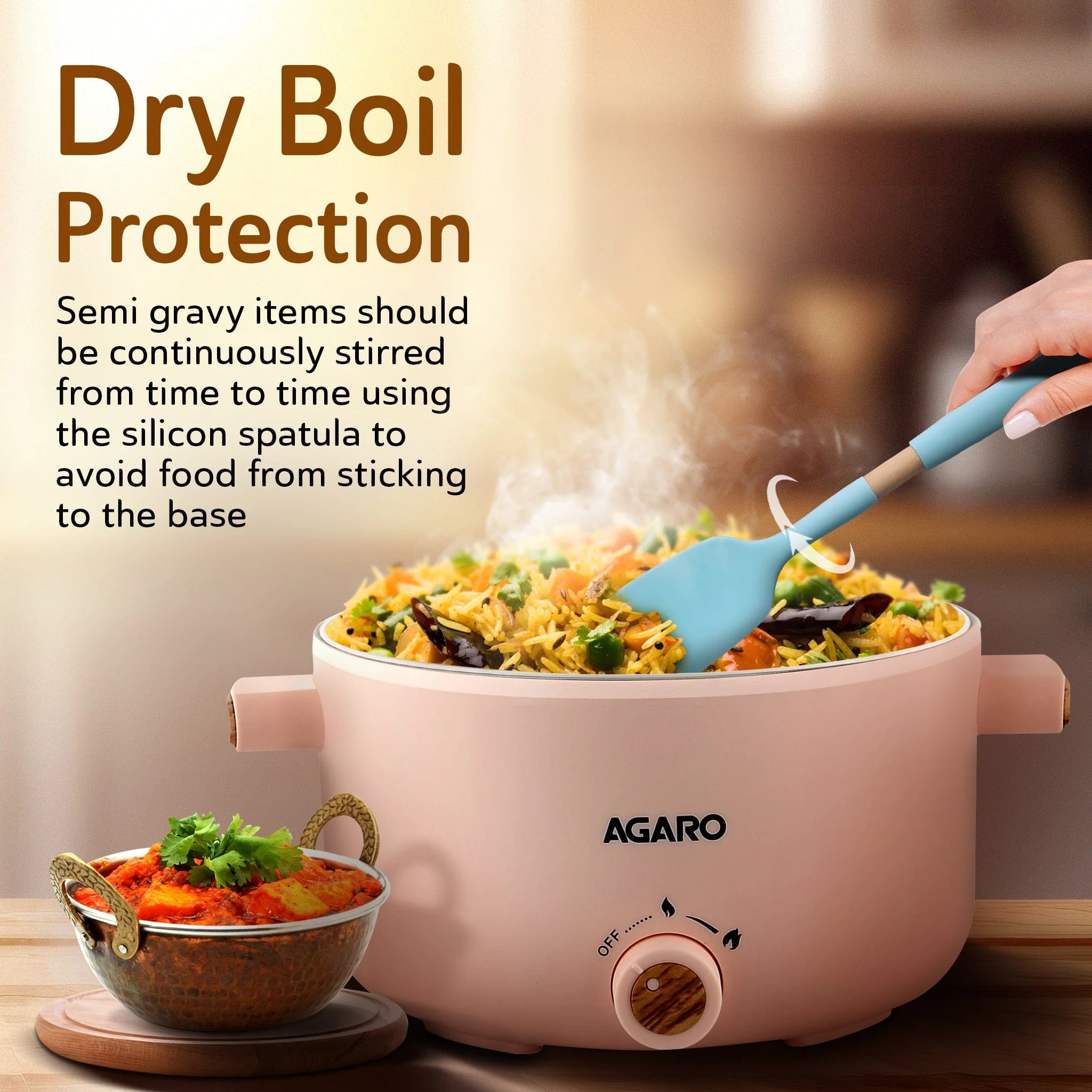 Primo Multi Function Pot 2L, Double Layered Body, Ceramic Coated Inner Pot, Variable Temperature Settings, Wide Mouth, Transparent Lid,  Cooking, Boiling, Steaming,  Egg, Vegetable - Image 5