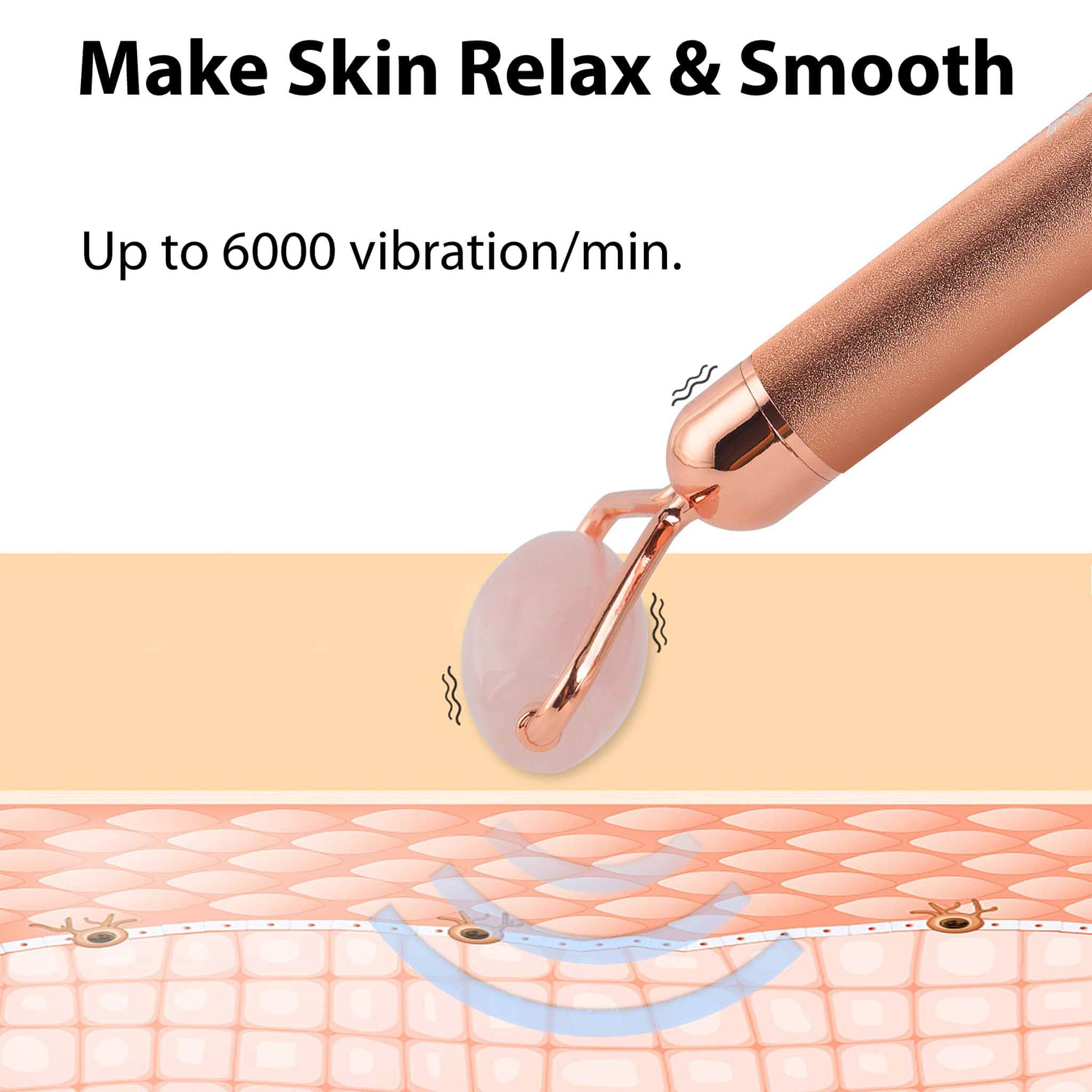 Rose Quartz Face Roller, Rose Gold - Image 5