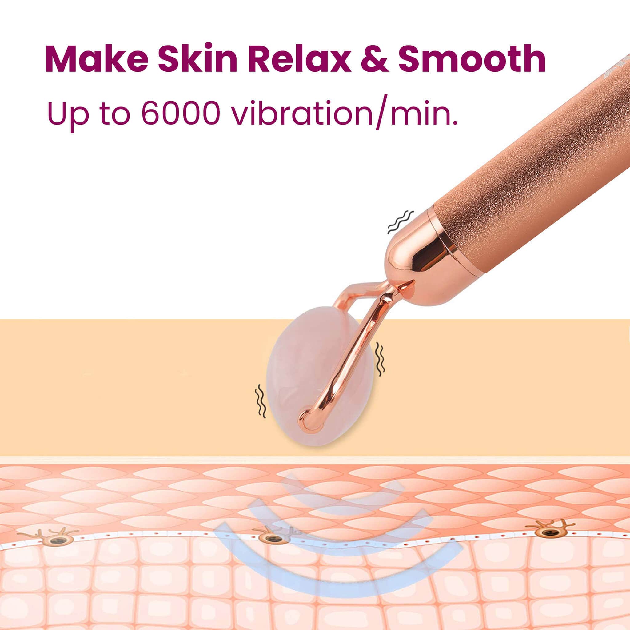 Rose Quartz Face Roller, Rose Gold - Image 3