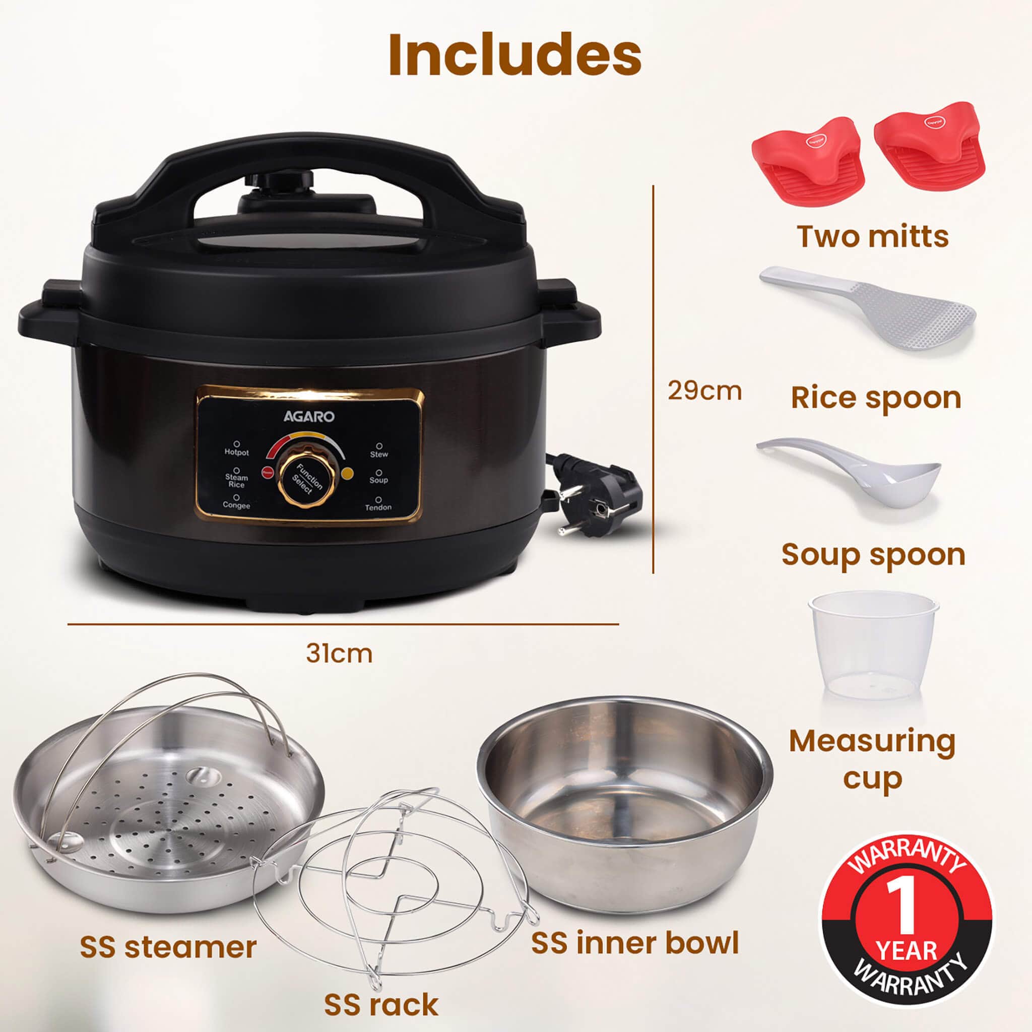Royal Electric Pressure Cooker - 3L - Black - Image 7
