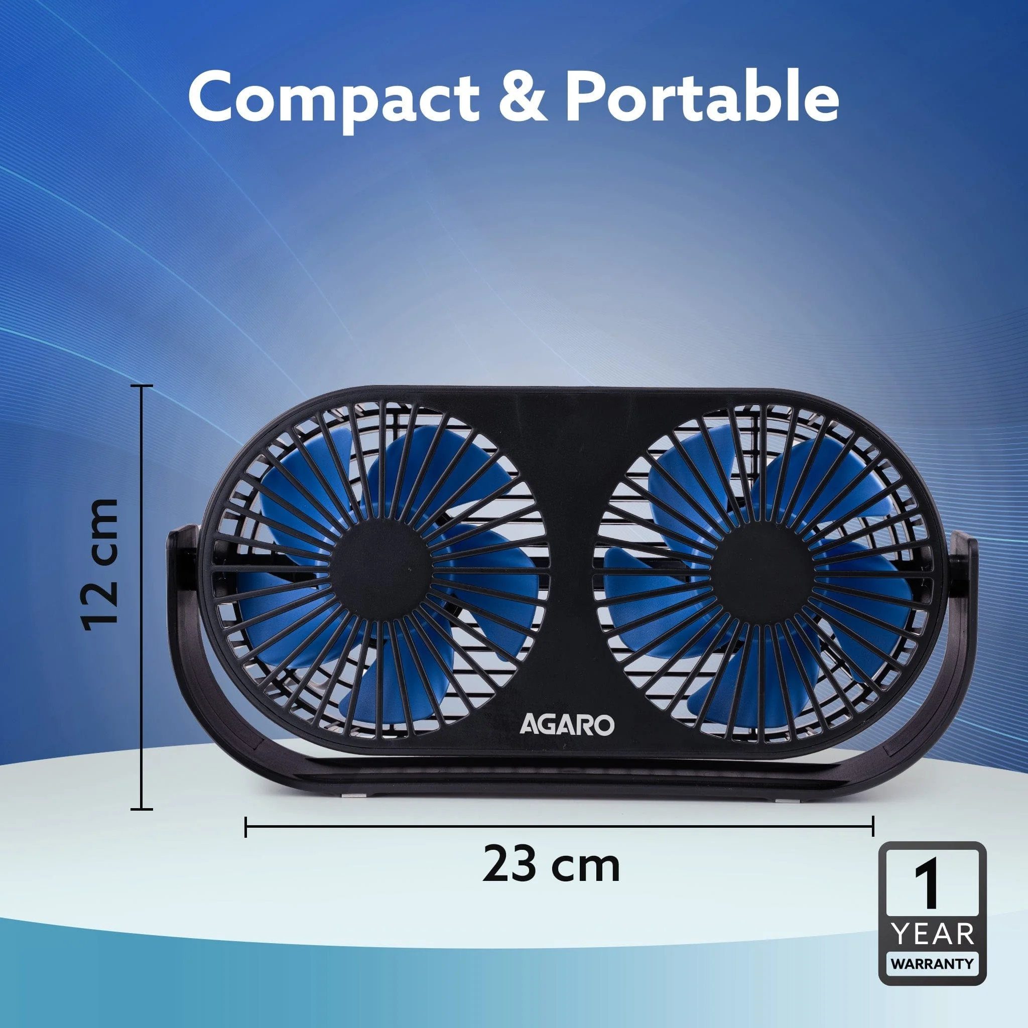 Signify USB Desk Twin Fan, Portable Dual Table Cooling Fan with 5 Blades & 3 Speed Option, USB Powered, Dual Mode, Ultra Quiet, Aromatherapy, Rotatable Table Desk Fan for Home, Office, Black - Image 14
