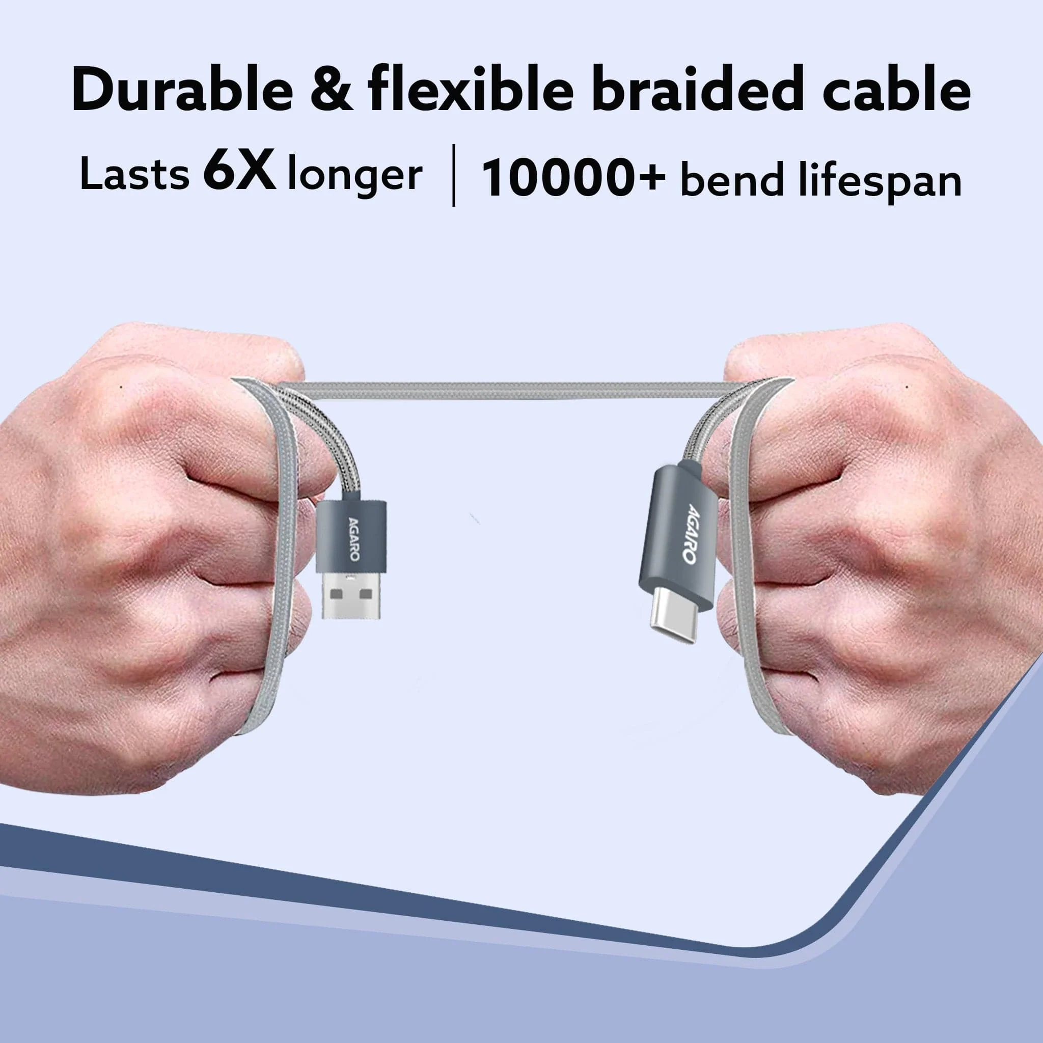 USB-A to Type C Cable, Nylon Braided Cable, 65W, 6A Fast Charging, Compatible with All Type C Devices Including Smartphones, Tablets, etc, Supports PD, 1.5M (4.9Ft), 480 Mbps Data Transmission - Image 5